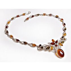 Bernstein Kette Collier Silber 925 Bernsteinschmuck BC62