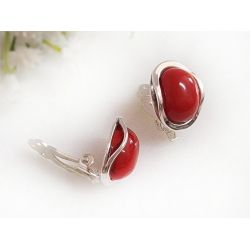 Ohrclips mit Koralle Silber 925 Silberschmuck kl331