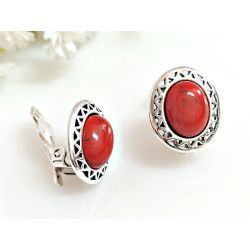 Ohrclips mit Koralle Silber 925 Silberschmuck kl335