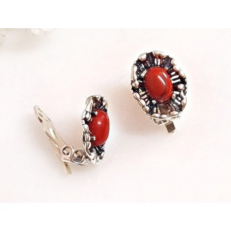 Ohrclips mit Koralle Silber 925 Silberschmuck kl333