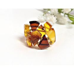 Bernstein Ring  Gummizug Bernsteinschmuck CJ57