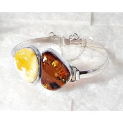 Bernsteinschmuck - Bernstein-Armreif  17 cm Silber-925  (BB136)