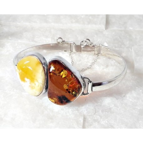 Bernsteinschmuck - Bernstein-Armreif  17 cm Silber-925  (BB136)