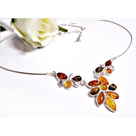 Bernstein Collier Silber 925 Bernsteinschmuck dc264