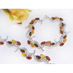 Bernstein Armband Silber 925 mehrfarbig Sterlingsilber bx56