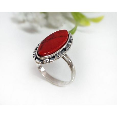 Korallen Ring Silber 925 kl339
