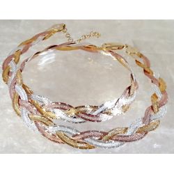 Kette Silber 925  Designer Collier 45 cm geflochten KC106
