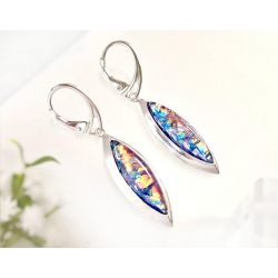 Ohrringe mit synth. Opal blau Silber 925 Silberschmuck SB247
