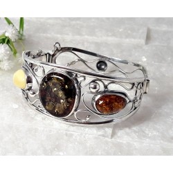 Bernsteinschmuck - Bernstein-Armreif 18 cm  Silber-925  (BB147)