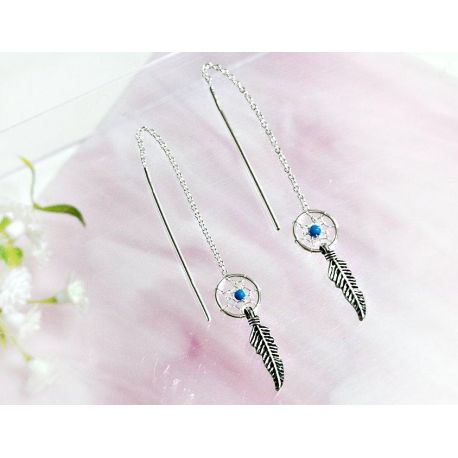 Ohrhänger Silber 925 Koralle rot Silberschmuck sb248-blau