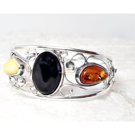 Bernsteinschmuck - Bernstein-Armreif 18 cm  Silber-925  (BB128)