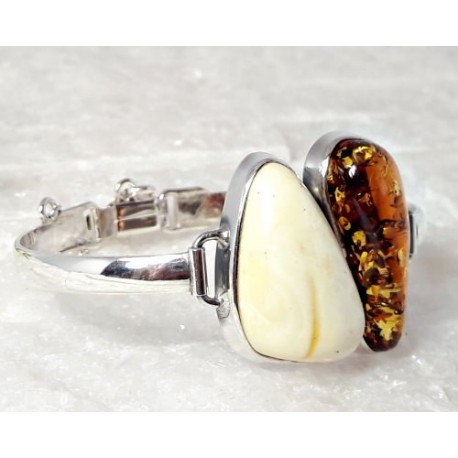 Bernsteinschmuck - Bernstein-Armreif  17 cm Silber-925  (BB131)