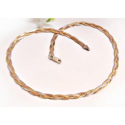Kette Silber 925 geflochten 45cm Bicolor sd217