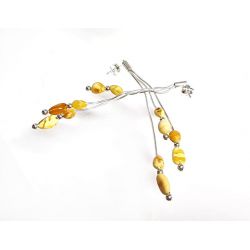 Bernstein Ohrstecker Silber 925 Ohrringe gelb Sterlingsilber ed13