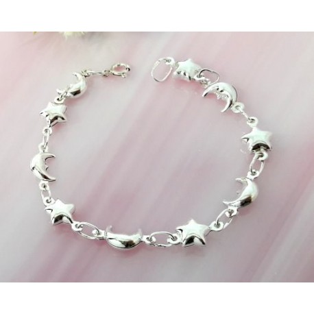 Armband Silber 925 Stern Mond SG106