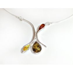 Bernstein Kette Collier Silber 925  dc276