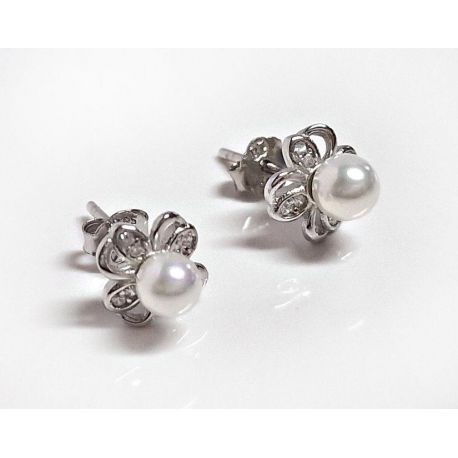 925 Zirkonia | mit Perlen Ohrstecker kaufen Perlen Ohrringe Silber