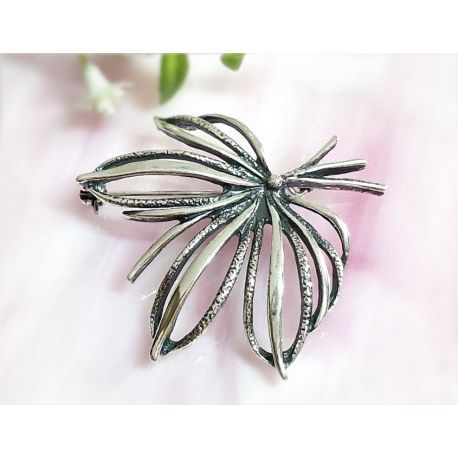 Brosche Silber 925 Blatt Silberschmuck sn67
