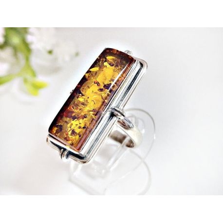 Bernstein Ring 17 mm Silber 925 hf14