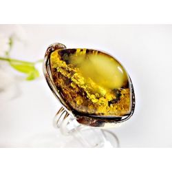 Bernstein Ring 18 mm Silber 925 hf50