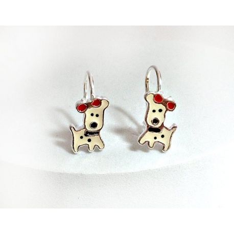 Kinder Ohrhänger Silber 925 Hund AK117