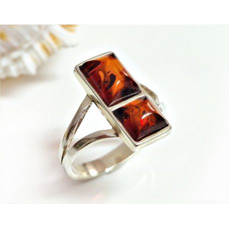 Bernsteinring Silber 925 cognac braun br363