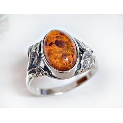 Bernstein Ring Silber 925 Ohrringe braun oval Sterlingsilber br332