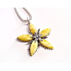 Bernstein Anhänger Silber Blume 925 AM359