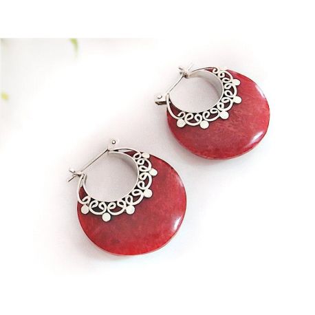 Ohrhänger Silber 925 Koralle Silberschmuck kl379