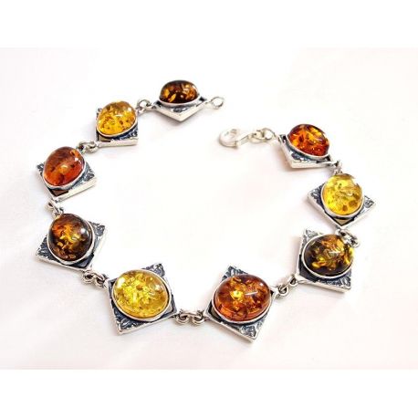 Bernstein Armband Silber 925 mehrfarbig Bernsteinschmuck bb106