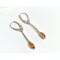 Bernstein Ohrhänger Silber 925 braun bj271