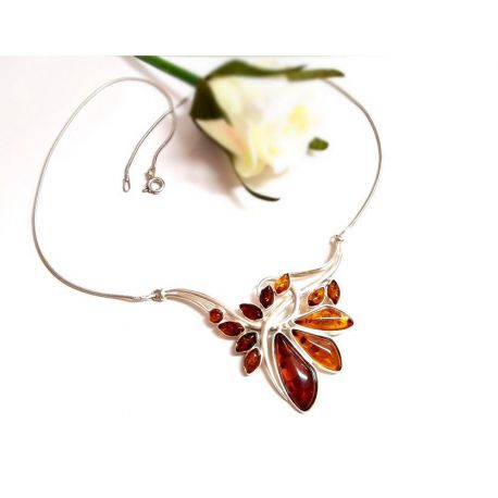 Bernstein Collier Kette Silber 925 dc297