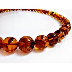 Bernstein Kugel Collier Kette 52 cm dc95