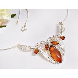 Bernstein Collier Kette Silber 925 BE27