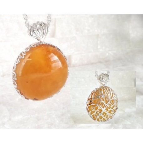 Bernsteinschmuck - Anhänger Lebensbaum  Silber-925 BA293