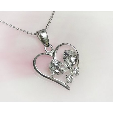 Silberschmuck - Anhänger Herz Silber 925 Zirkonia weiss SP175