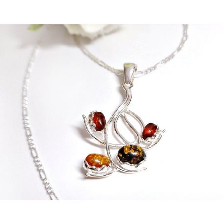 Bernstein Anhänger Silber-925 Blume ba873