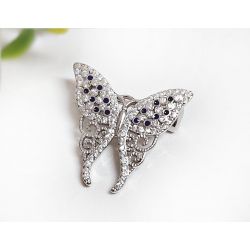 Brosche Silber 925 Schmetterling weiß lila sn94