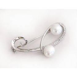 Brosche Silber 925 Perlen Silberschmuck sn95