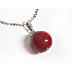 Anhänger rote Kugel Koralle Silber 925 kl381