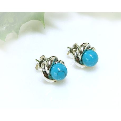Türkis Ohrstecker Ohrringe Silber 925 kugel blau gz61