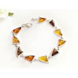 Bernstein Armband Silber 925 mehrfarbig 18 cm Sterlingsilber ct80