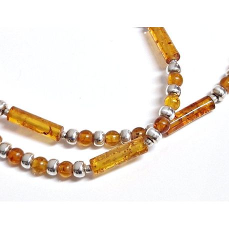 Bernsteinkette Collier Halskette Silber 925 dc326