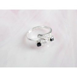 Ring Silber 925 Zirkonia schwarz weiß (SS122)