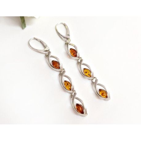 Bernstein Ohrhänger Silber 925 mehrfarbig bj238