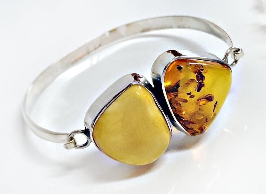 Damen-Bernstein-Bead Anhänger, 15 Mm, Mit Silberhülse, Naturfarben - Ohne Kette