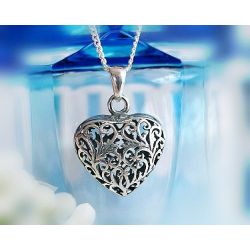 Herz Anhänger Herz 3D Silber 925 su461