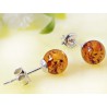 Bernstein Kugel 7mm Ohrstecker Silber 925 braun Ohrringe  ed202