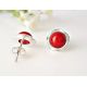 Ohrstecker mit Koralle Silber 925 rund rot kl247