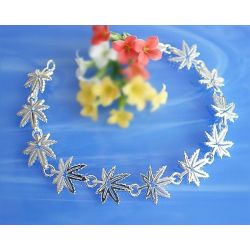 Armband Silber 925 Cannabis Hanfblatt SA17